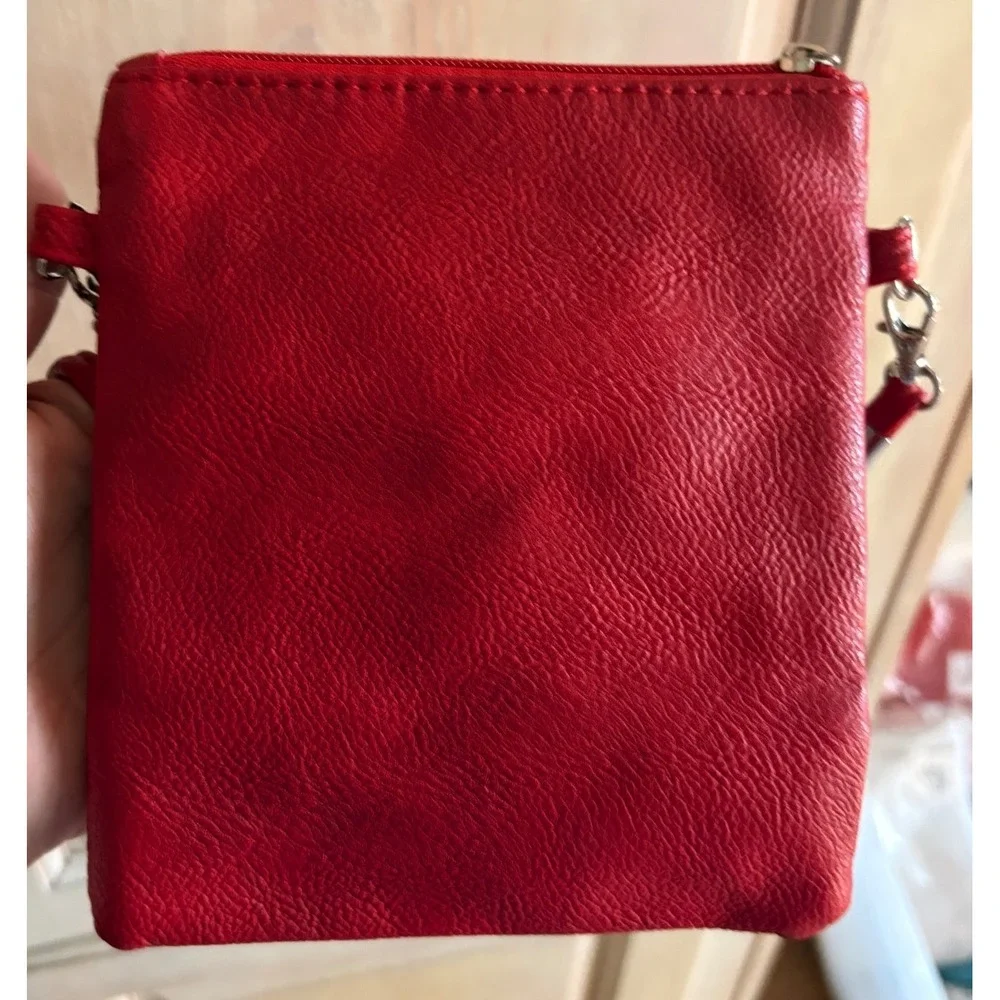 Floral Rose Crossbody Bag Women Small Red Rose 3D Flower Applique